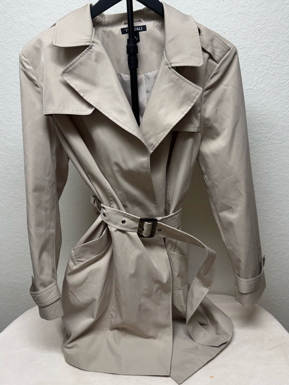 Roz & Ali Light Beige Trench Coat with Belt